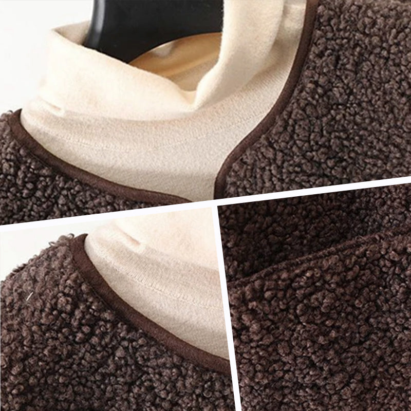 Wool Blend Winter Vest with Button Front for Women, Brown