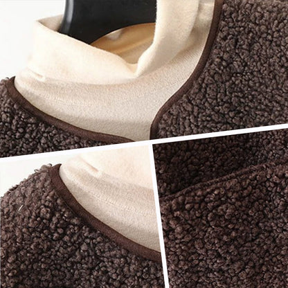 Wool Blend Winter Vest with Button Front for Women, Brown