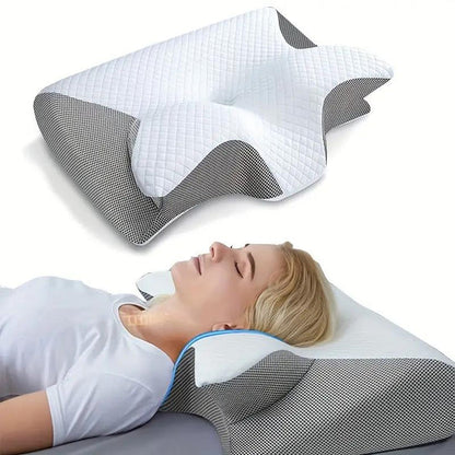 Ergonomic Memory Foam Pillow with Contoured Support Design