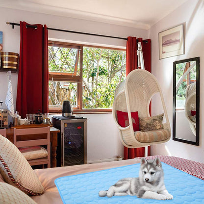 Dog Cooling Mat with Breathable Ice Silk and Washable Surface