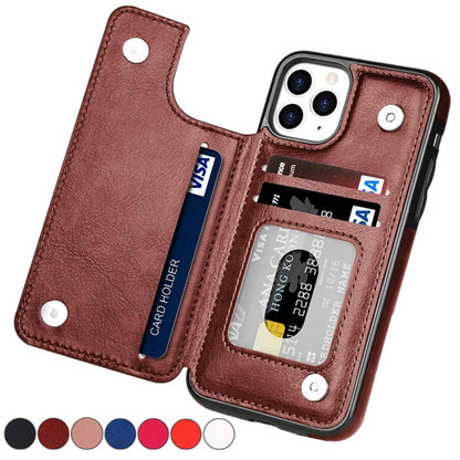 Leather Phone Case with Card Slots and Magnetic Closure