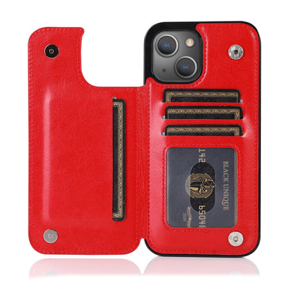 Leather Phone Case with Card Slots and Magnetic Closure