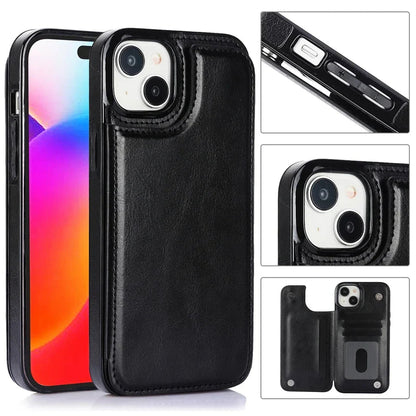 Leather Phone Case with Card Slots and Magnetic Closure