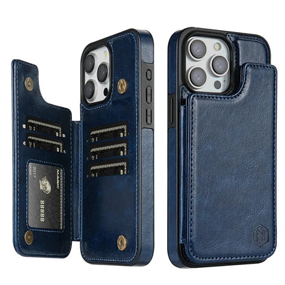 Leather Phone Case with Card Slots and Magnetic Closure