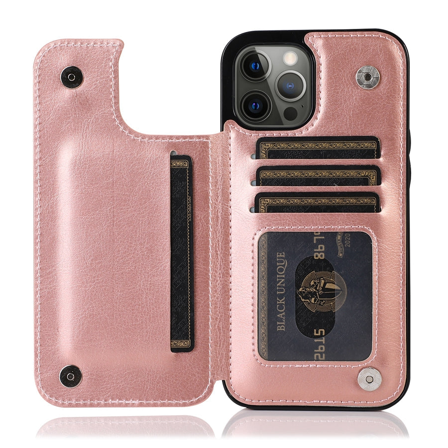 Leather Phone Case with Card Slots and Magnetic Closure