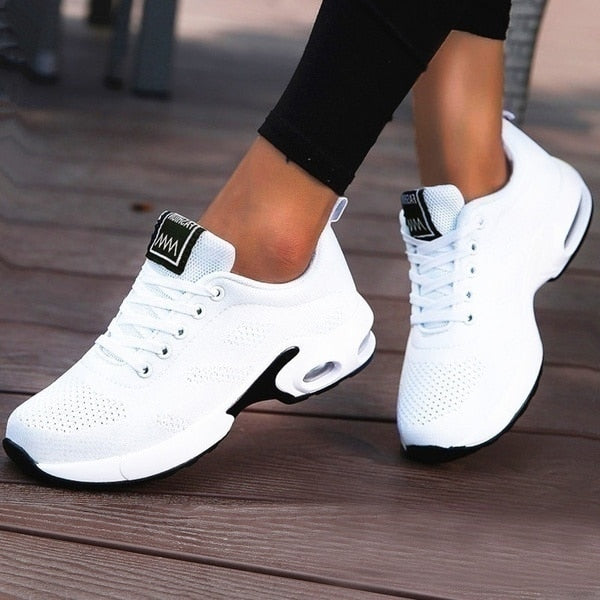 Cushioned Sneakers with Breathable Upper and Rubber Sole for Women