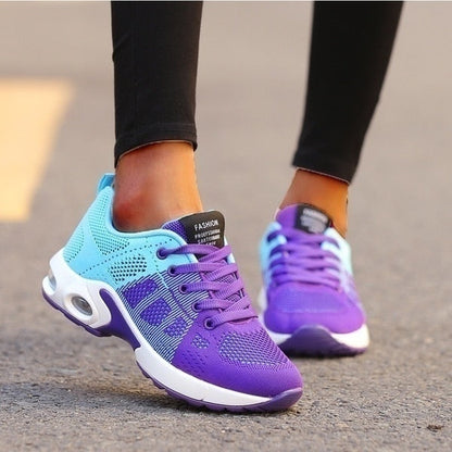 Cushioned Sneakers with Breathable Upper and Rubber Sole for Women