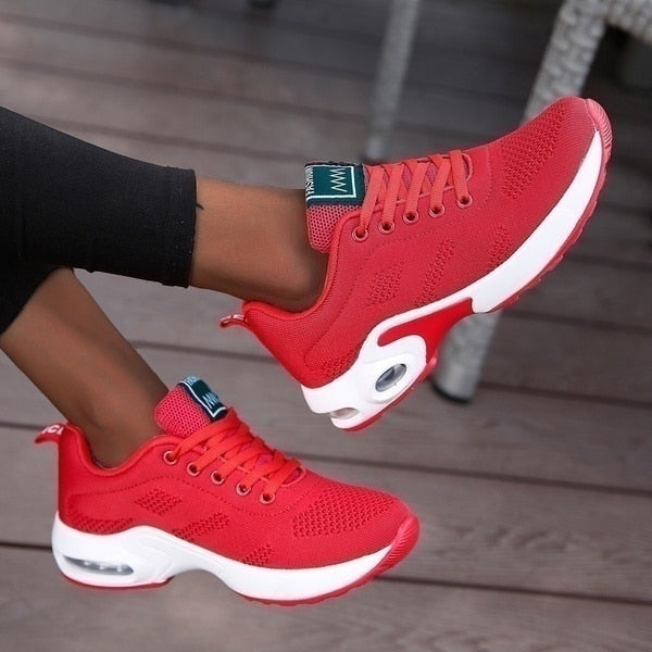 Cushioned Sneakers with Breathable Upper and Rubber Sole for Women