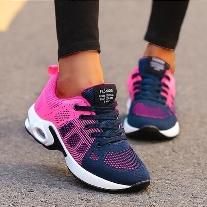 Cushioned Sneakers with Breathable Upper and Rubber Sole for Women