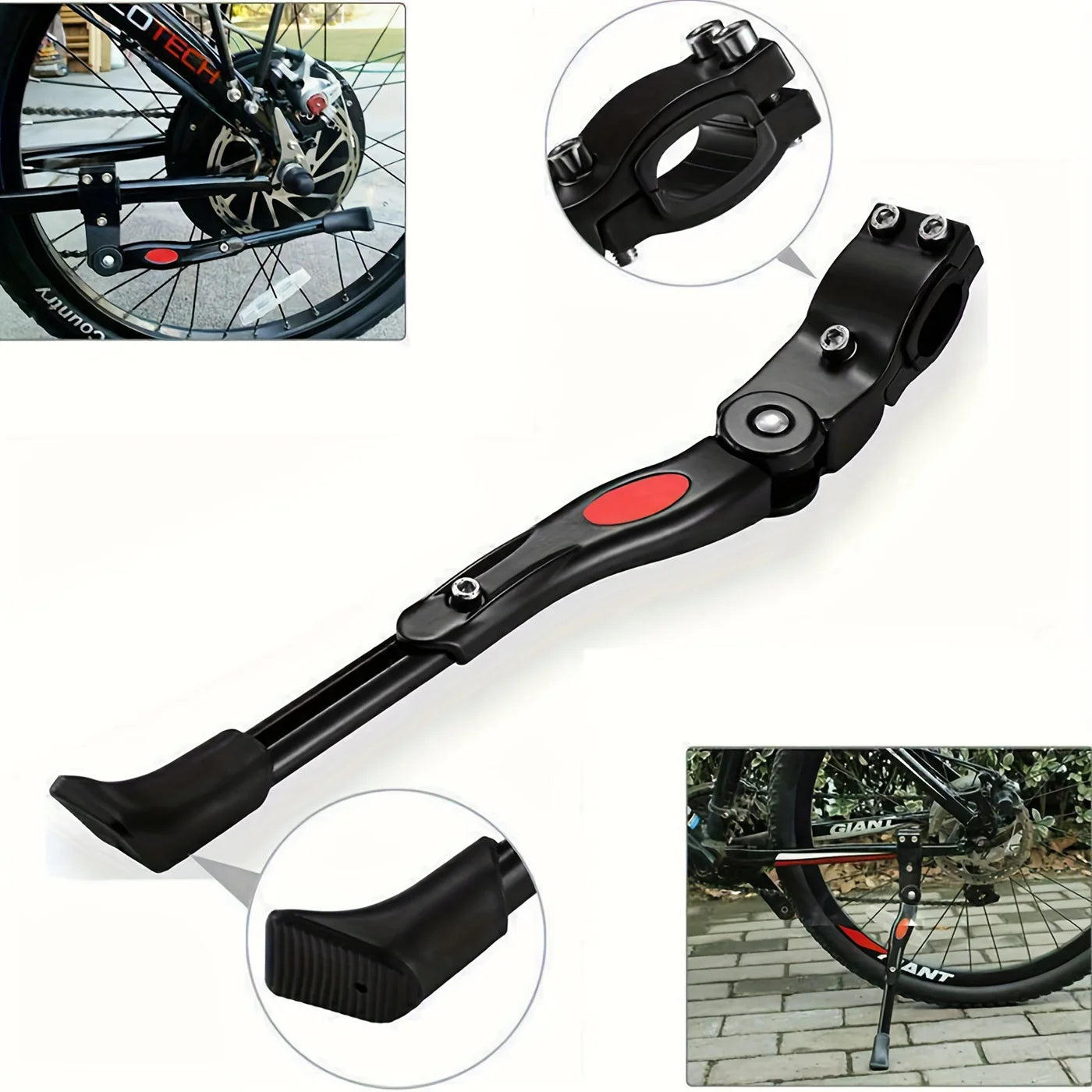 Adjustable Bicycle Kickstand, Robust Side Support for Stable Parking