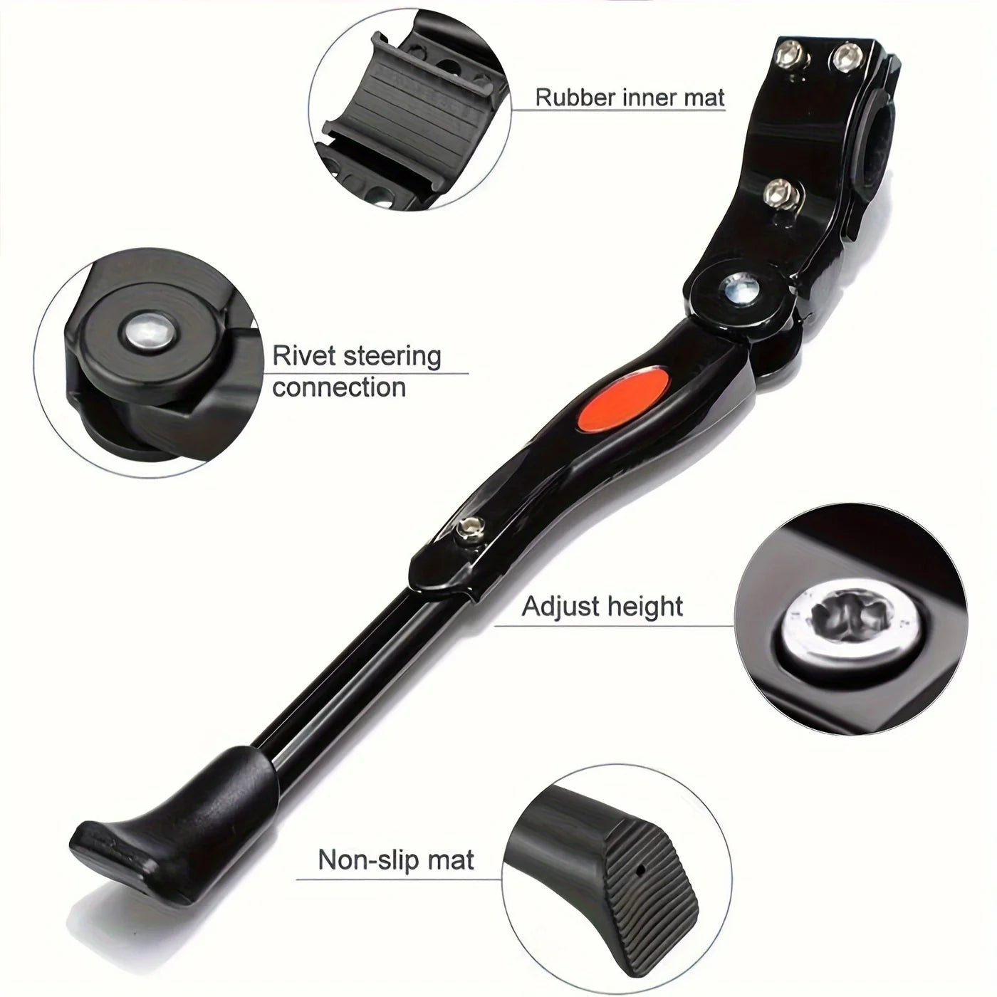 Adjustable Bicycle Kickstand, Robust Side Support for Stable Parking