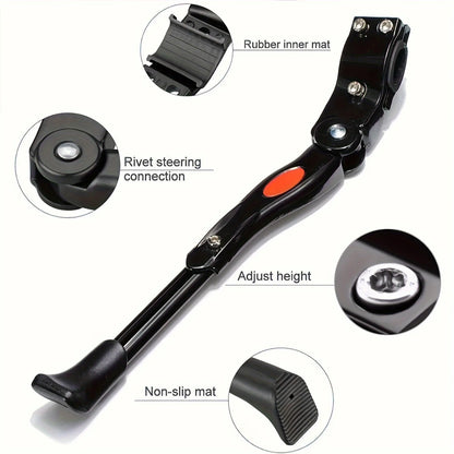 Adjustable Bicycle Kickstand, Robust Side Support for Stable Parking