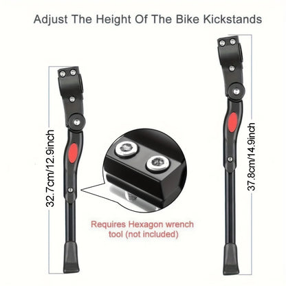 Adjustable Bicycle Kickstand, Robust Side Support for Stable Parking