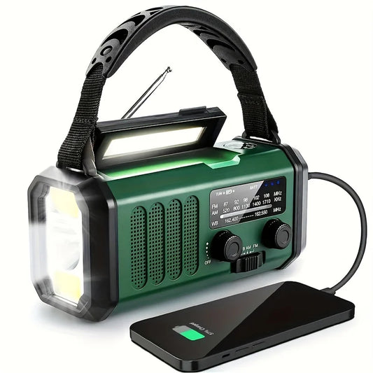 Emergency Radio with Flashlight, Solar and Hand Crank USB Charger