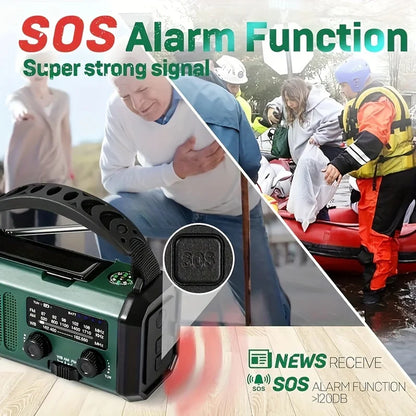 Emergency Radio with Flashlight, Solar and Hand Crank USB Charger