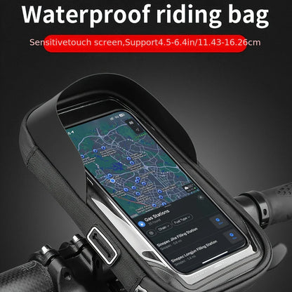 Waterproof Bike and Motorcycle Phone Holder, 360° Rotating Handlebar Bag