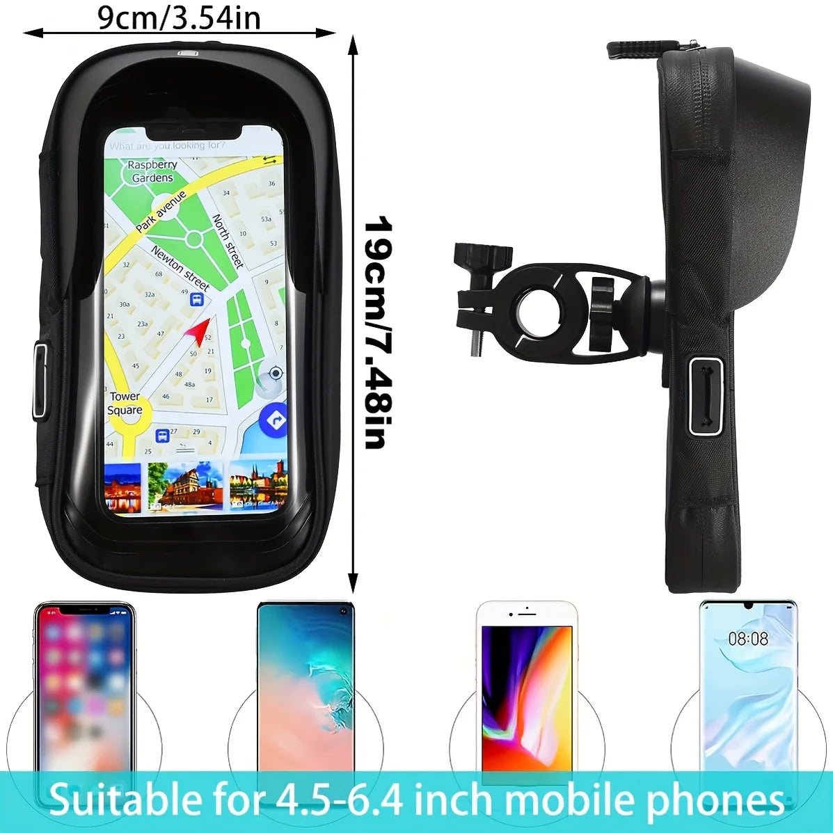 Waterproof Bike and Motorcycle Phone Holder, 360° Rotating Handlebar Bag