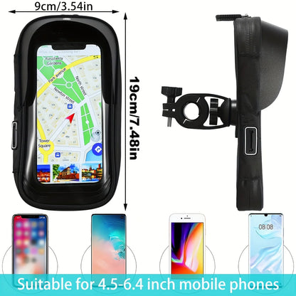Waterproof Bike and Motorcycle Phone Holder, 360° Rotating Handlebar Bag