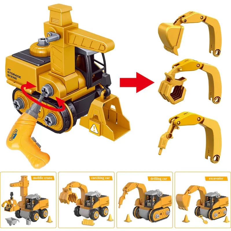 Construction Vehicle Toy Set with Screwdriver for Kids