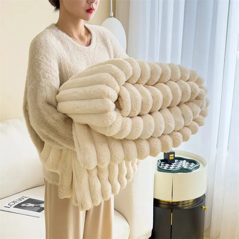 Luxury Faux Fur Blanket Soft Warm Stylish Throw