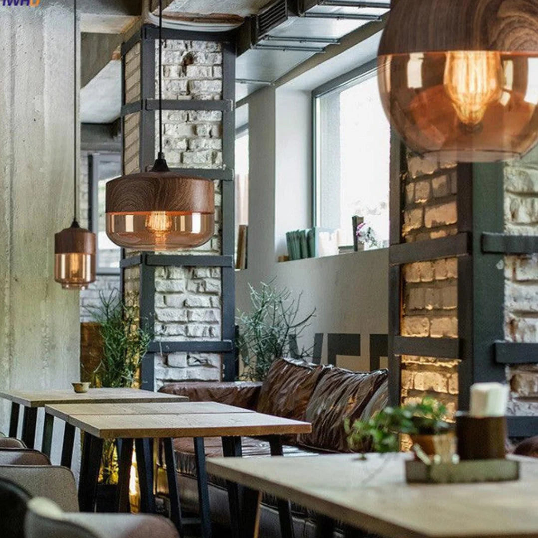 Scandinavian Glass Pendant Light, Adjustable Height Indoor Lighting