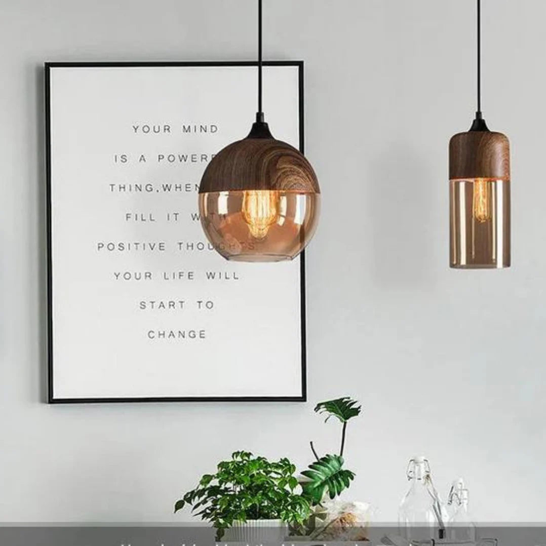 Scandinavian Glass Pendant Light, Adjustable Height Indoor Lighting