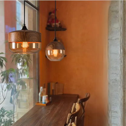 Scandinavian Glass Pendant Light, Adjustable Height Indoor Lighting