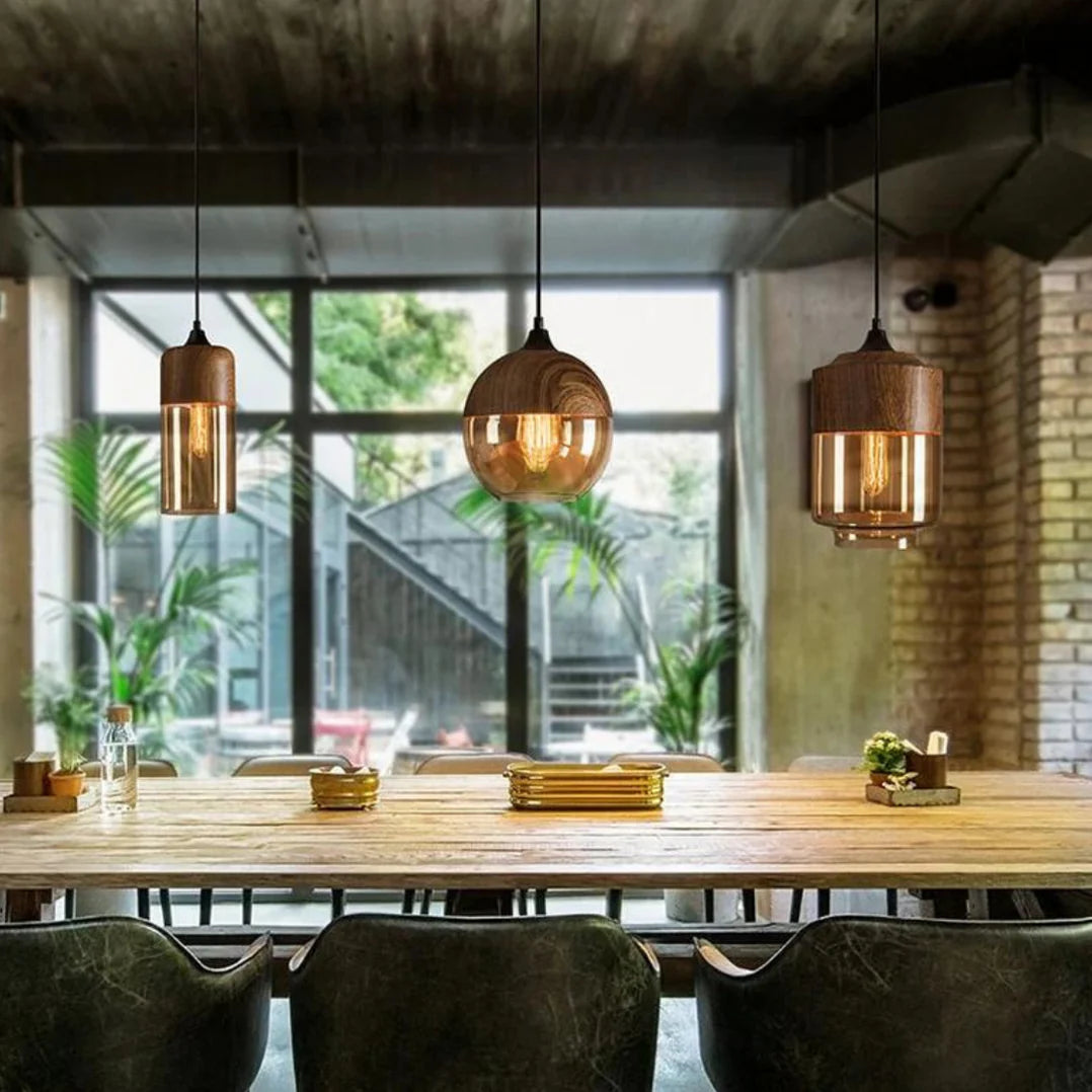 Scandinavian Glass Pendant Light, Adjustable Height Indoor Lighting