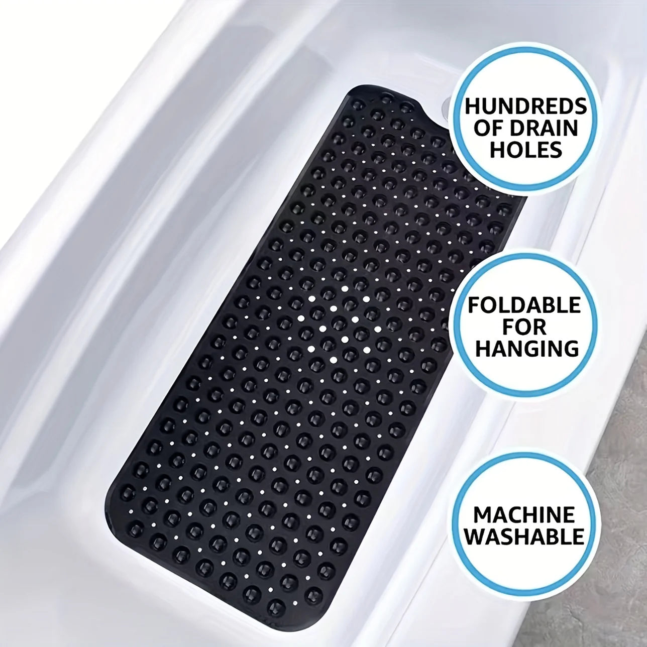 Non Slip Bath Mat XL, Extra Long Anti Skid Shower and Bathtub Mat