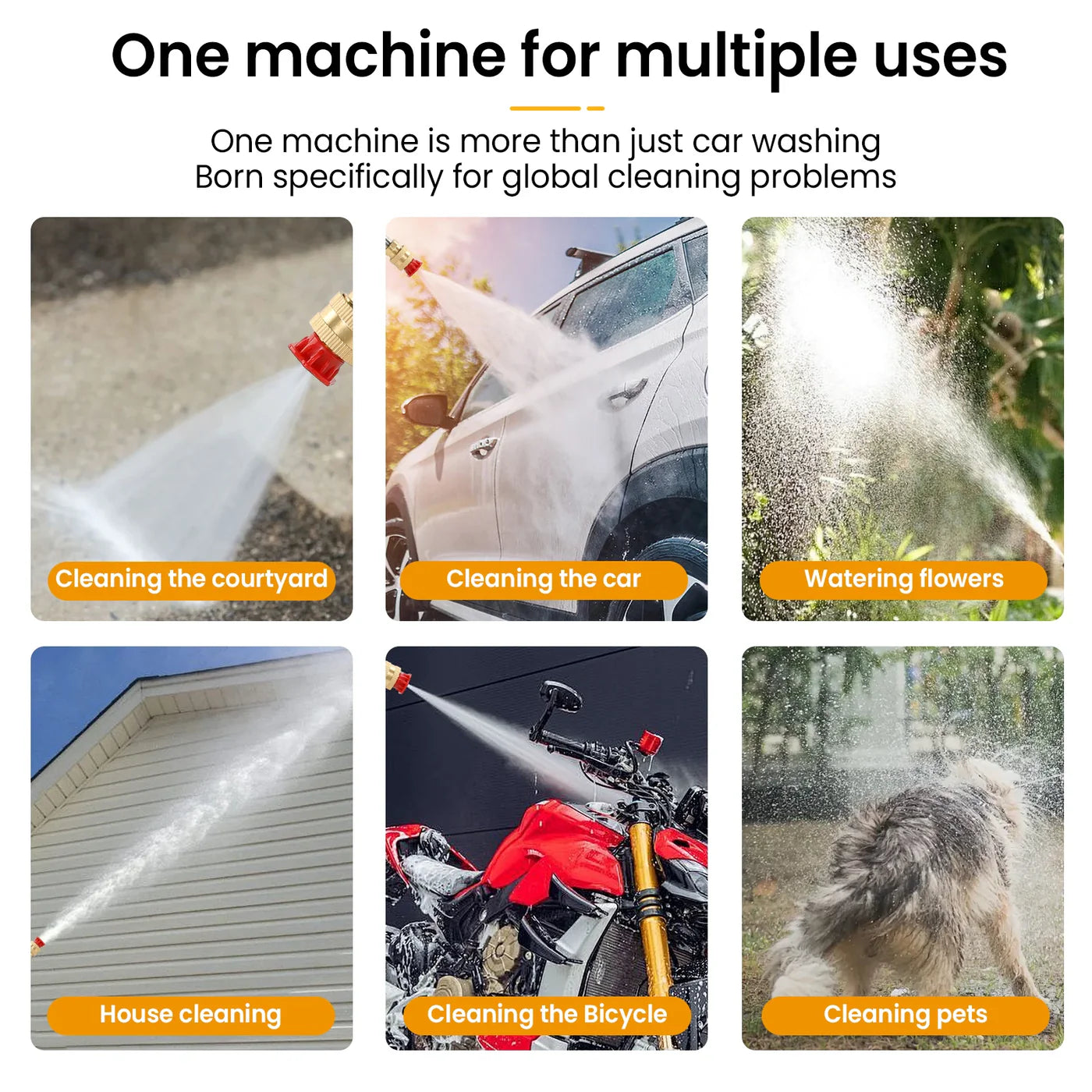 Cordless Lithium Battery Pressure Washer with Adjustable Spray Nozzle