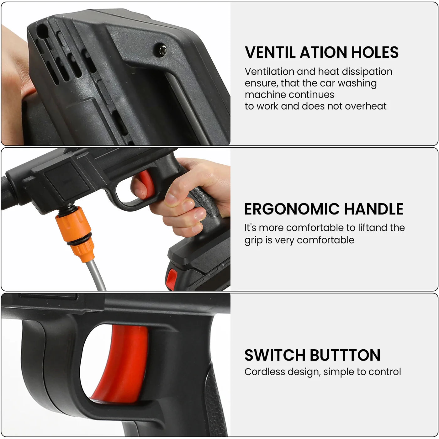 Cordless Lithium Battery Pressure Washer with Adjustable Spray Nozzle