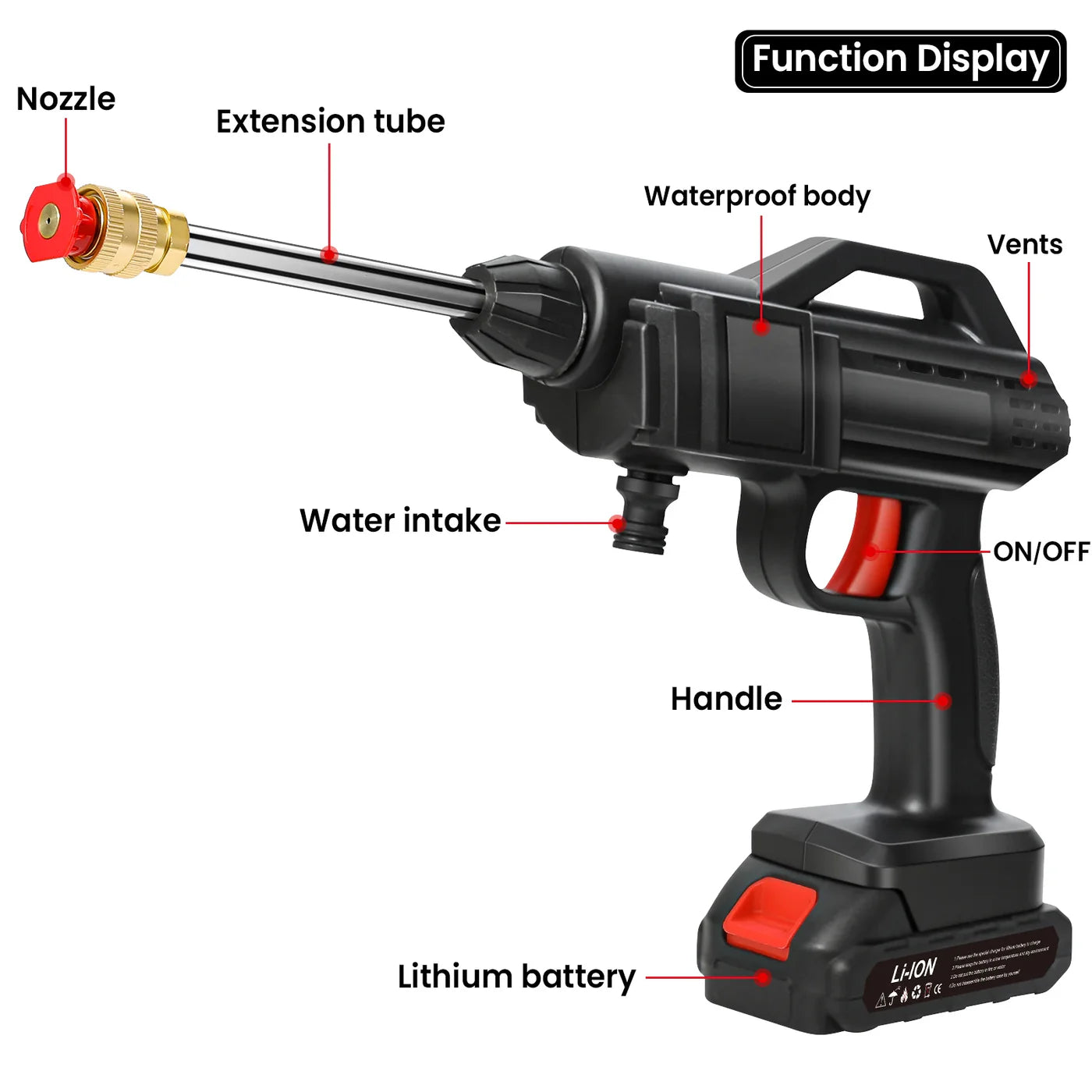 Cordless Lithium Battery Pressure Washer with Adjustable Spray Nozzle