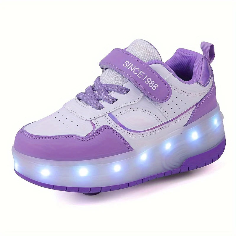 Kids Roller Sneakers with LED Lights and Removable Wheels
