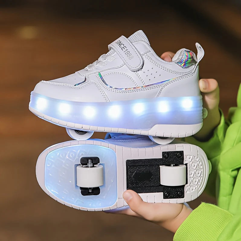 Kids Roller Sneakers with LED Lights and Removable Wheels
