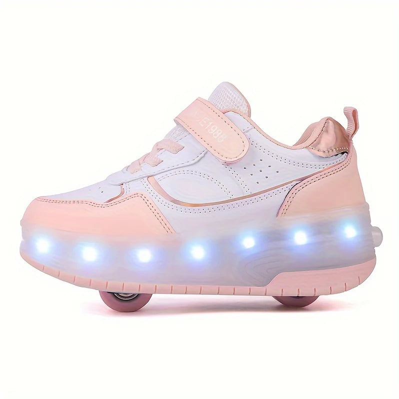 Kids Roller Sneakers with LED Lights and Removable Wheels
