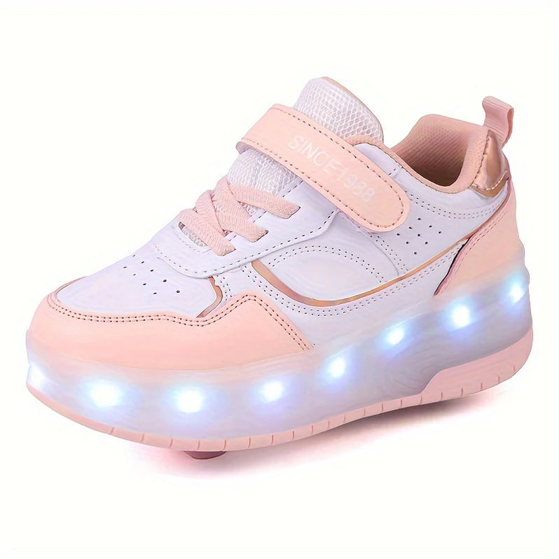 Kids Roller Sneakers with LED Lights and Removable Wheels