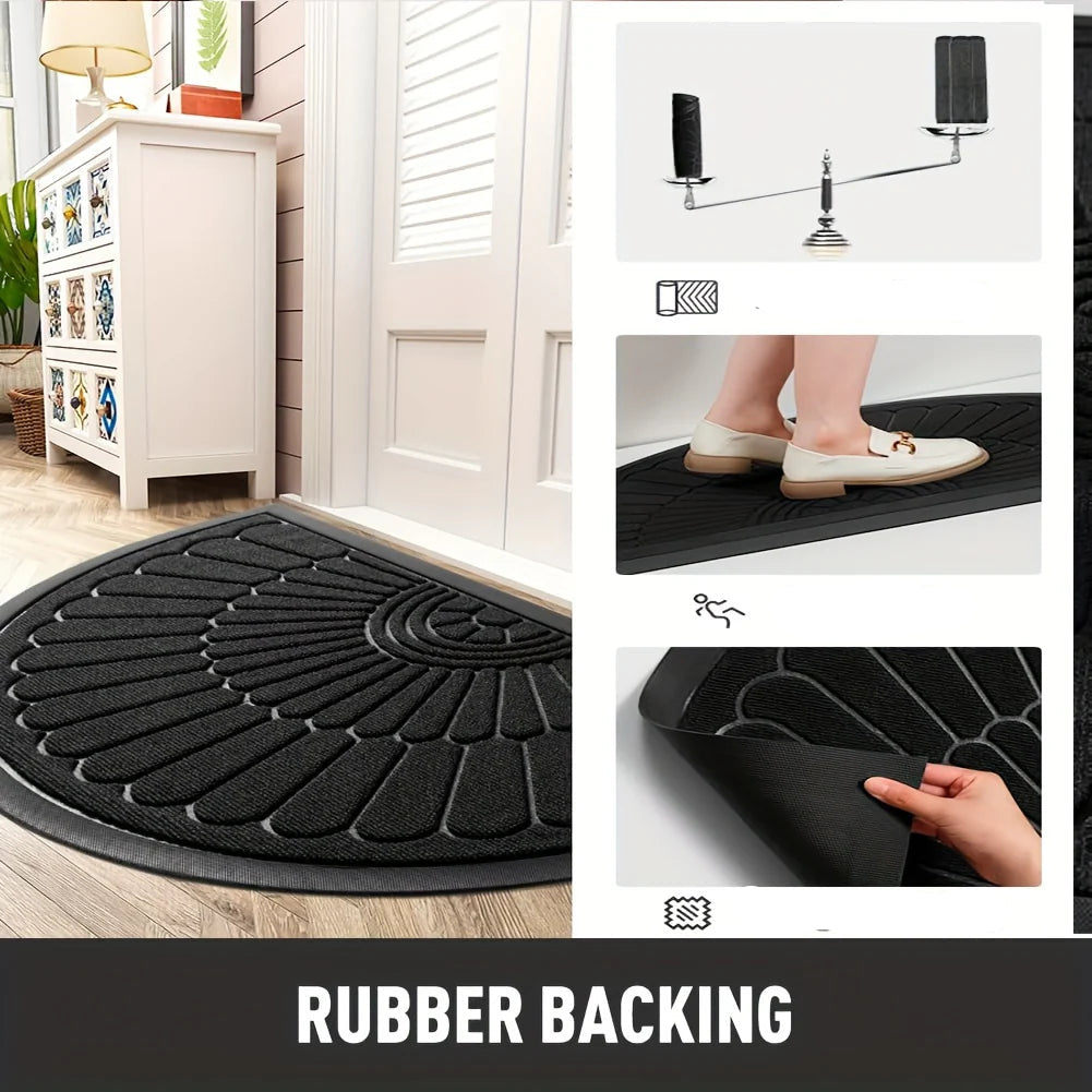 Durable Rubber Door Mat Half-Round Design for Indoor and Outdoor Use