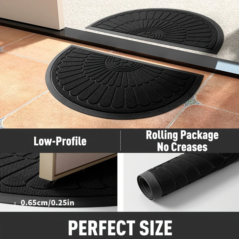 Durable Rubber Door Mat Half-Round Design for Indoor and Outdoor Use