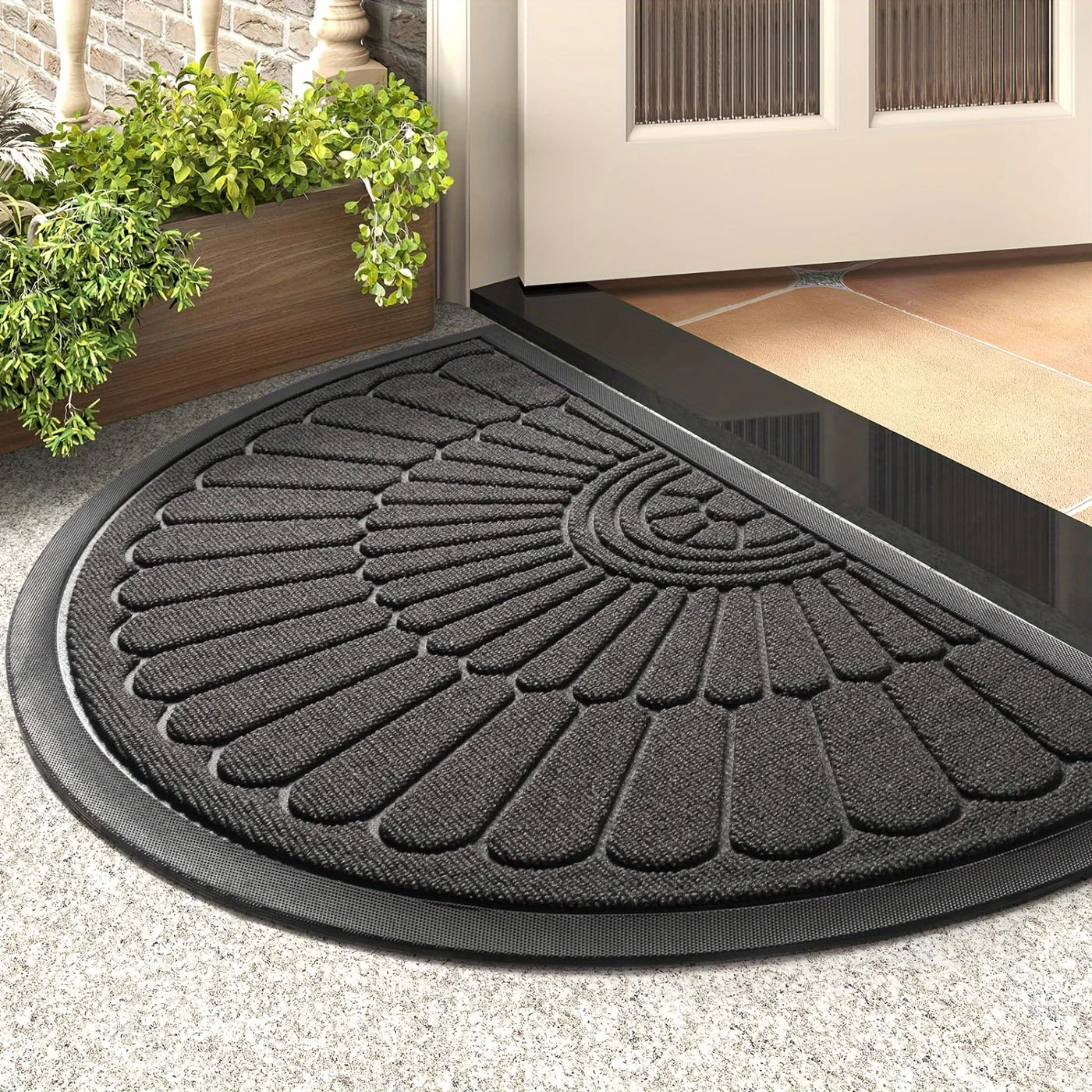 Durable Rubber Door Mat Half-Round Design for Indoor and Outdoor Use