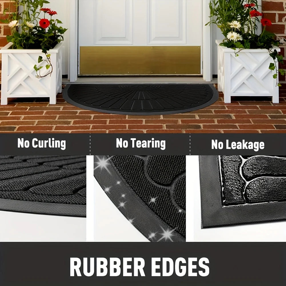 Durable Rubber Door Mat Half-Round Design for Indoor and Outdoor Use