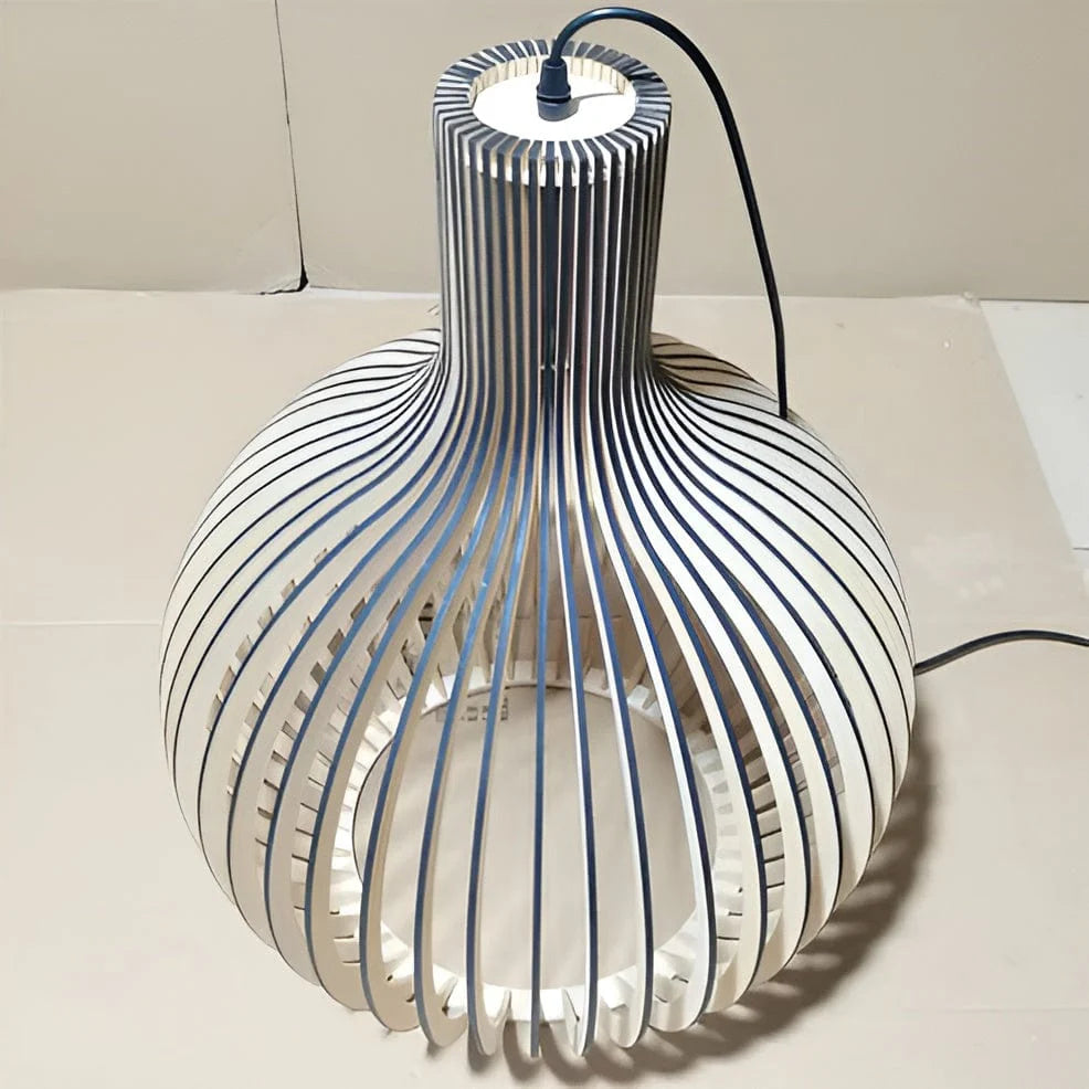 Wooden Pendant Lamp, Vintage Adjustable Hanging LED Light