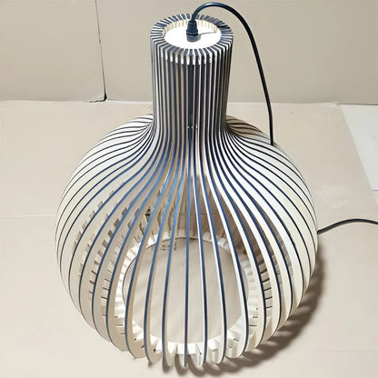 Wooden Pendant Lamp, Vintage Adjustable Hanging LED Light