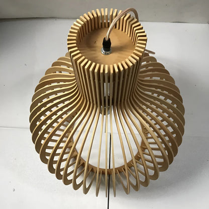 Wooden Pendant Lamp, Vintage Adjustable Hanging LED Light