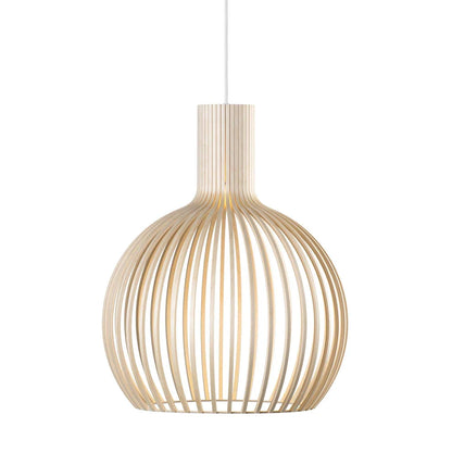 Wooden Pendant Lamp, Vintage Adjustable Hanging LED Light