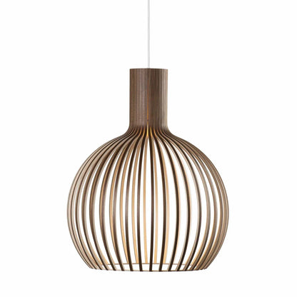 Wooden Pendant Lamp, Vintage Adjustable Hanging LED Light