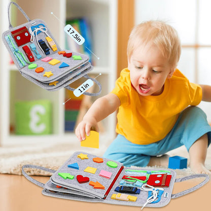 Montessori Busy Board Educational Activity Toy for Toddlers with ABC Shapes and Animals
