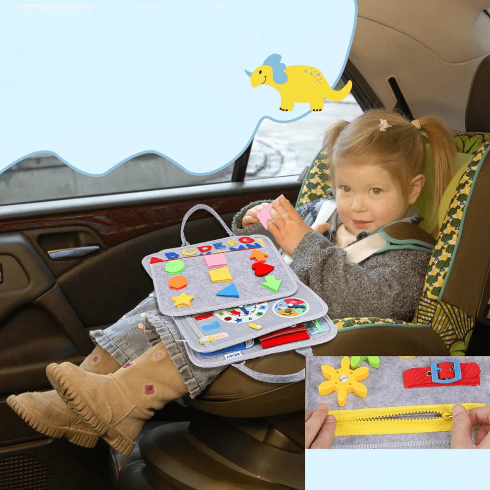 Montessori Busy Board Educational Activity Toy for Toddlers with ABC Shapes and Animals