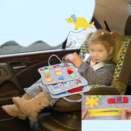 Montessori Busy Board Educational Activity Toy for Toddlers with ABC Shapes and Animals