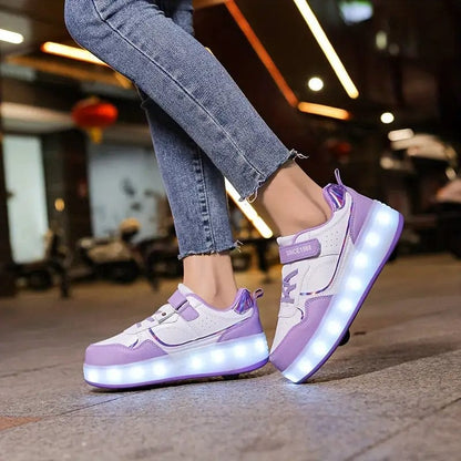 Kids Roller Shoes with LED Lights, Outdoor Lightweight Skates