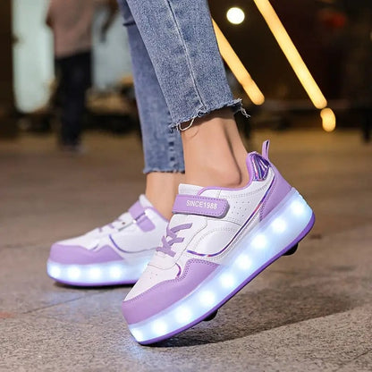 Kids Roller Shoes with LED Lights, Outdoor Lightweight Skates